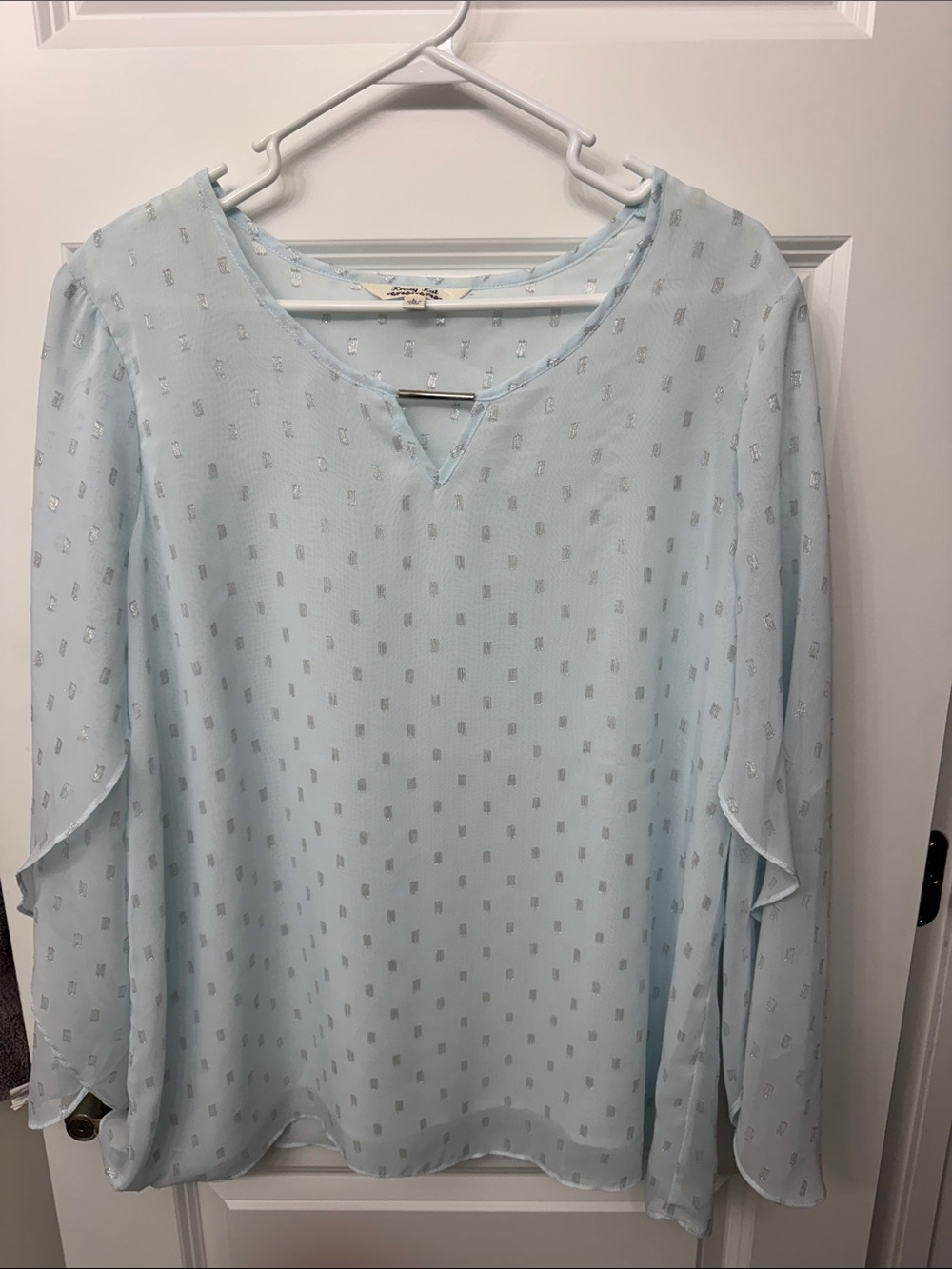 krazy kat Light Blue Sheer Long-Sleeve Blouse